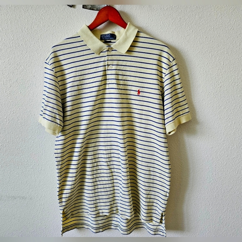 Polo Ralph Lauren Men's Yellow Blue Red Pony Shirt Size Large.